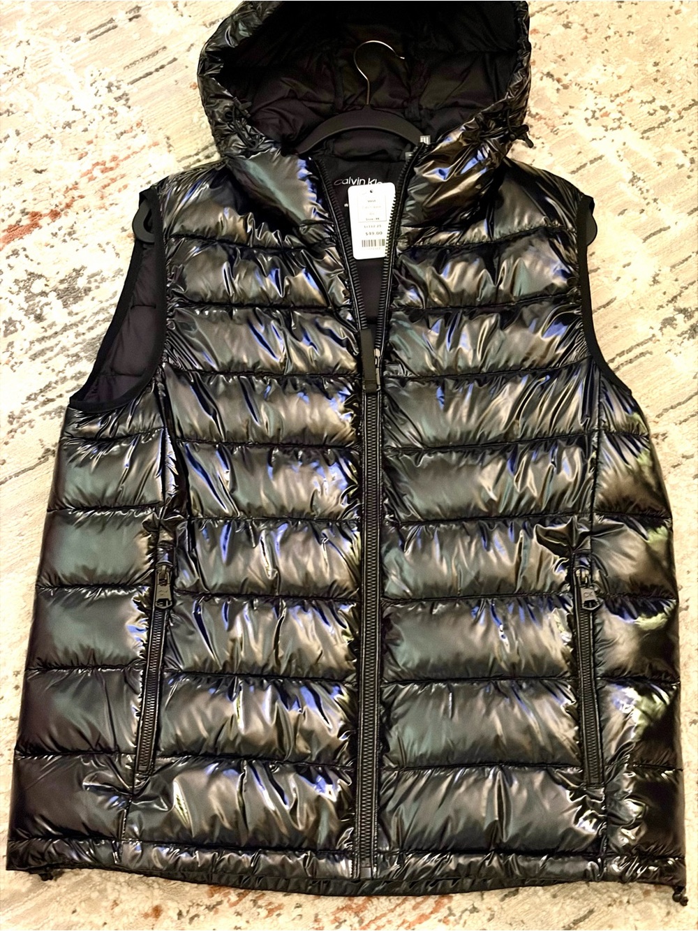 Calvin Klein Black Shiny Quilted Vest NWT - Picture 6 of 6